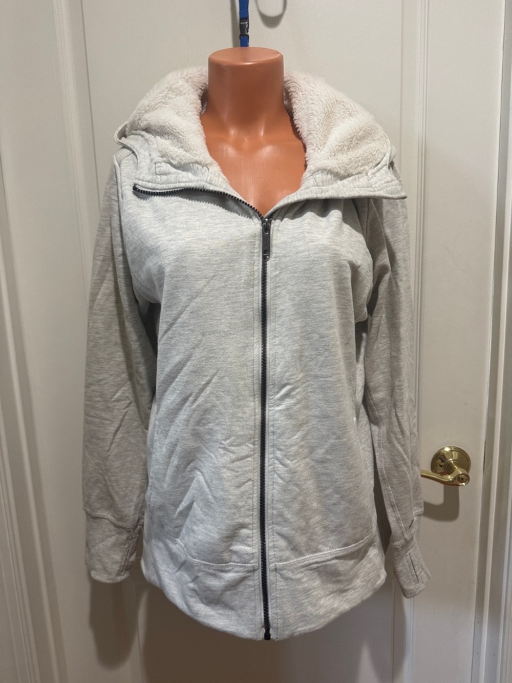 EDDIE BAUER Cozy Cabin Fleece Hoodie Faux Fur Lined Gray Jacket XL $109 EUC KL